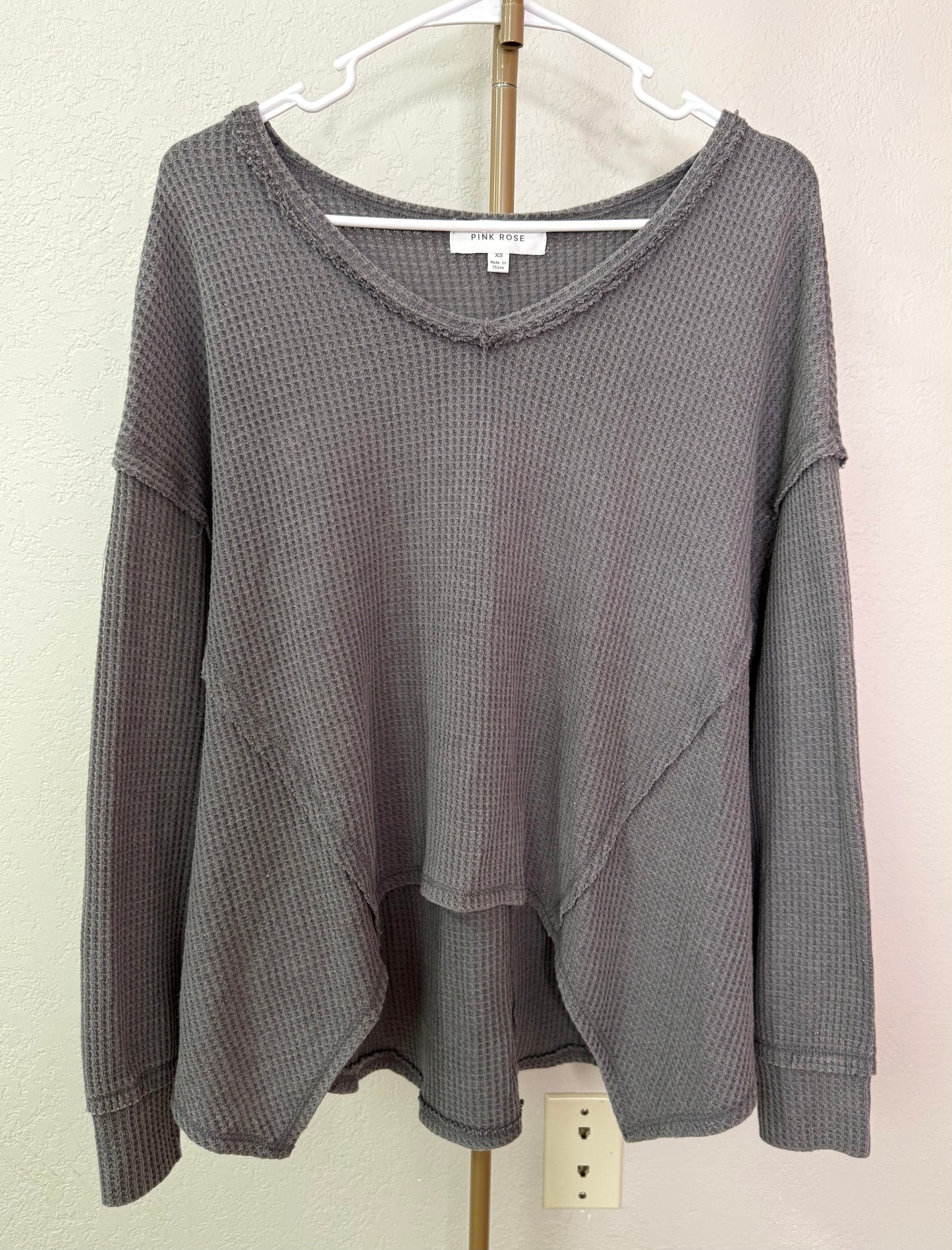 Pink Rose Waffle Knit Top - XS (XS/Small Fit)