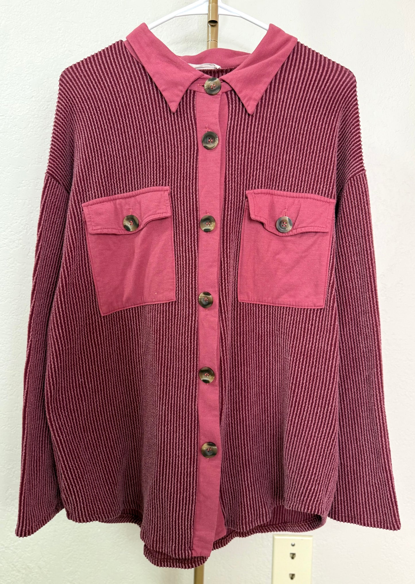 Reb. In J. Boutique Ribbed Button Up - Medium