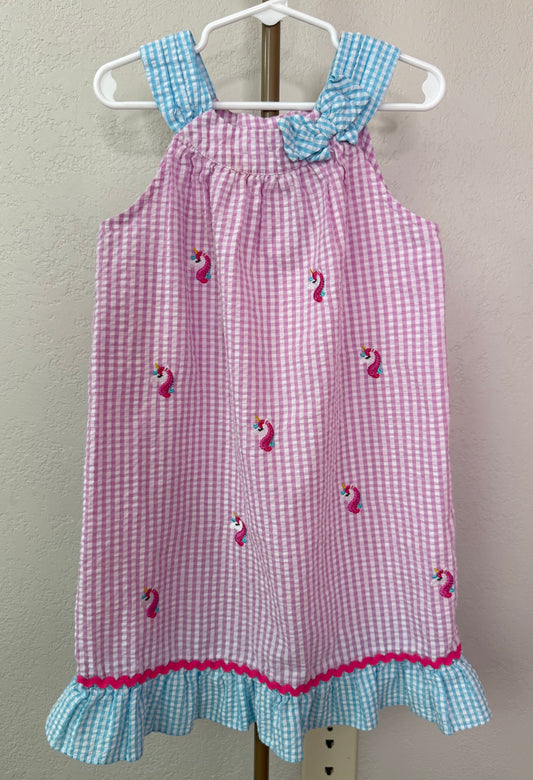 Emily Rose Dress - Youth 5 (Embroidered Unicorns)