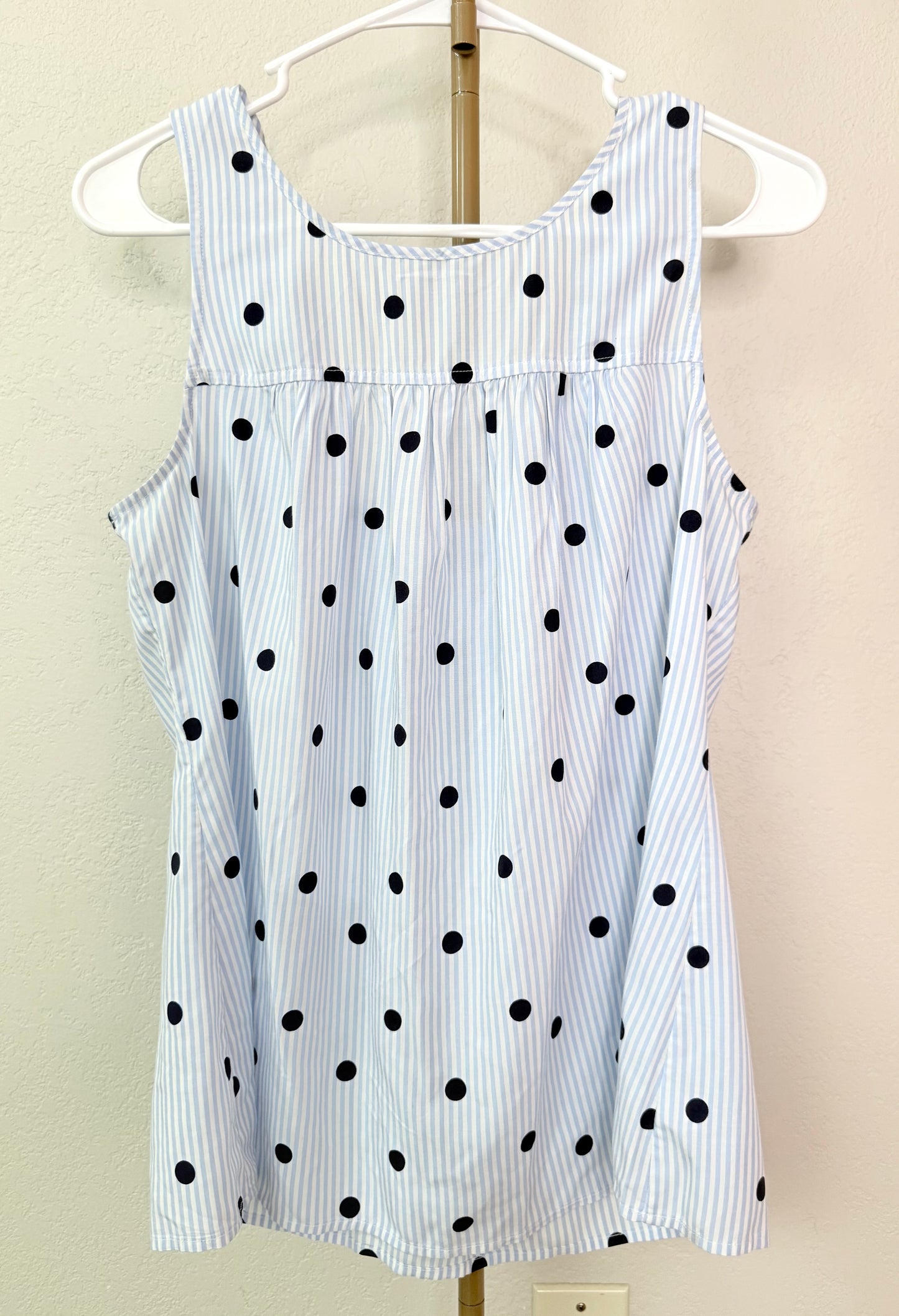 Crown & Ivy Tank - Medium (White Stripes, Baby Blue Stripes, Navy Blue Polka Dots)