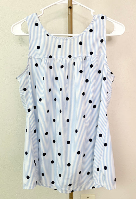 Crown & Ivy Tank - Medium (White Stripes, Baby Blue Stripes, Navy Blue Polka Dots)
