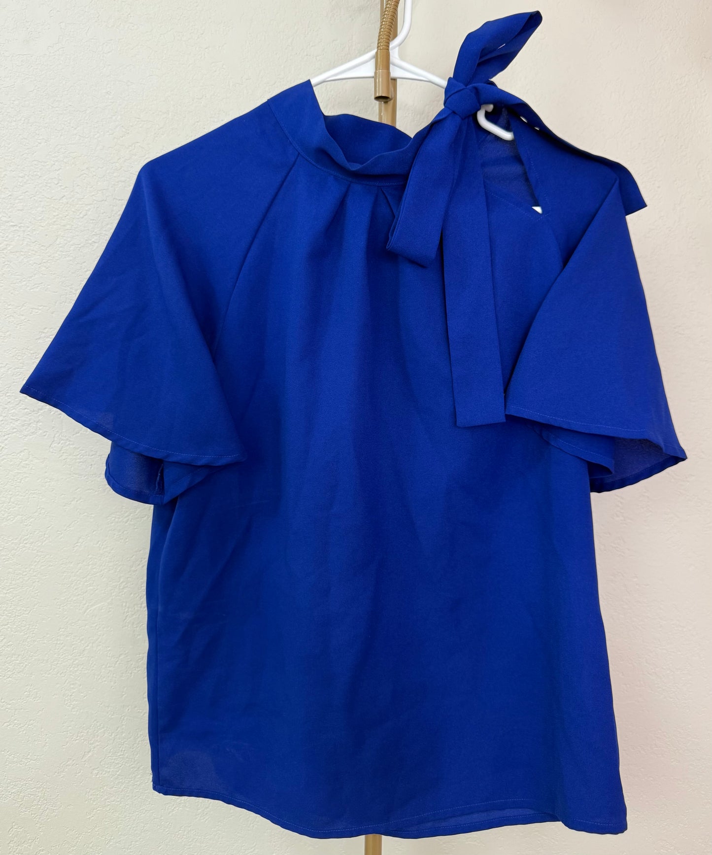 Blue Top - Small (One Open Shoulder With A Bow Tie)