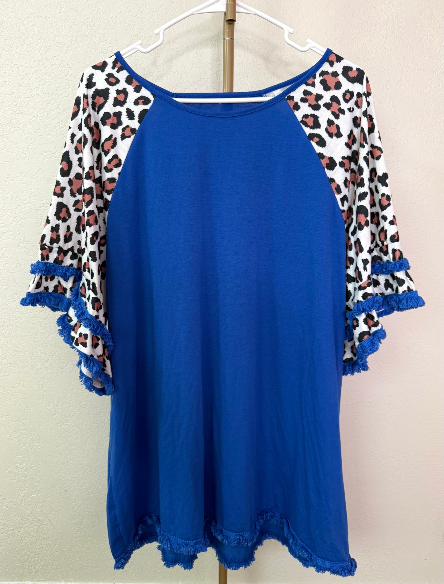 Blue & Leopard Print Top - XL/XXL Fit