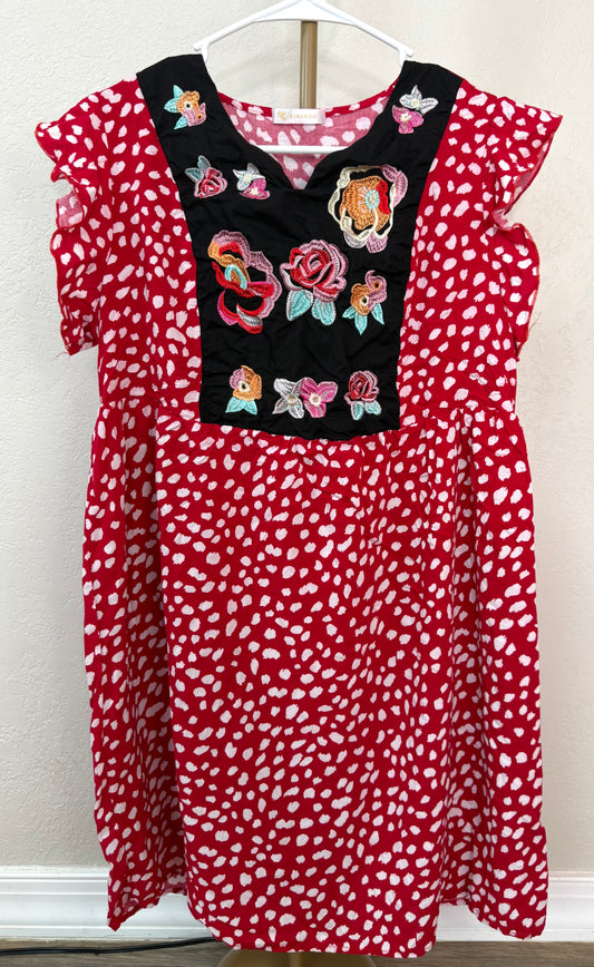 Kirundo Dress - Large (Embroidered Flowers)